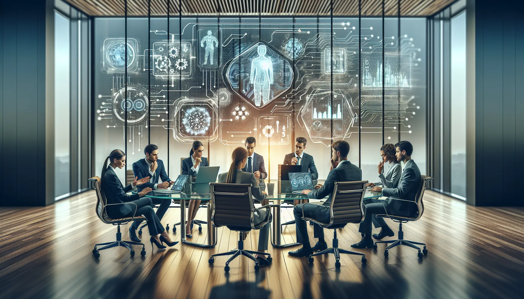 diverse professionals discussing data analytics in a modern office.