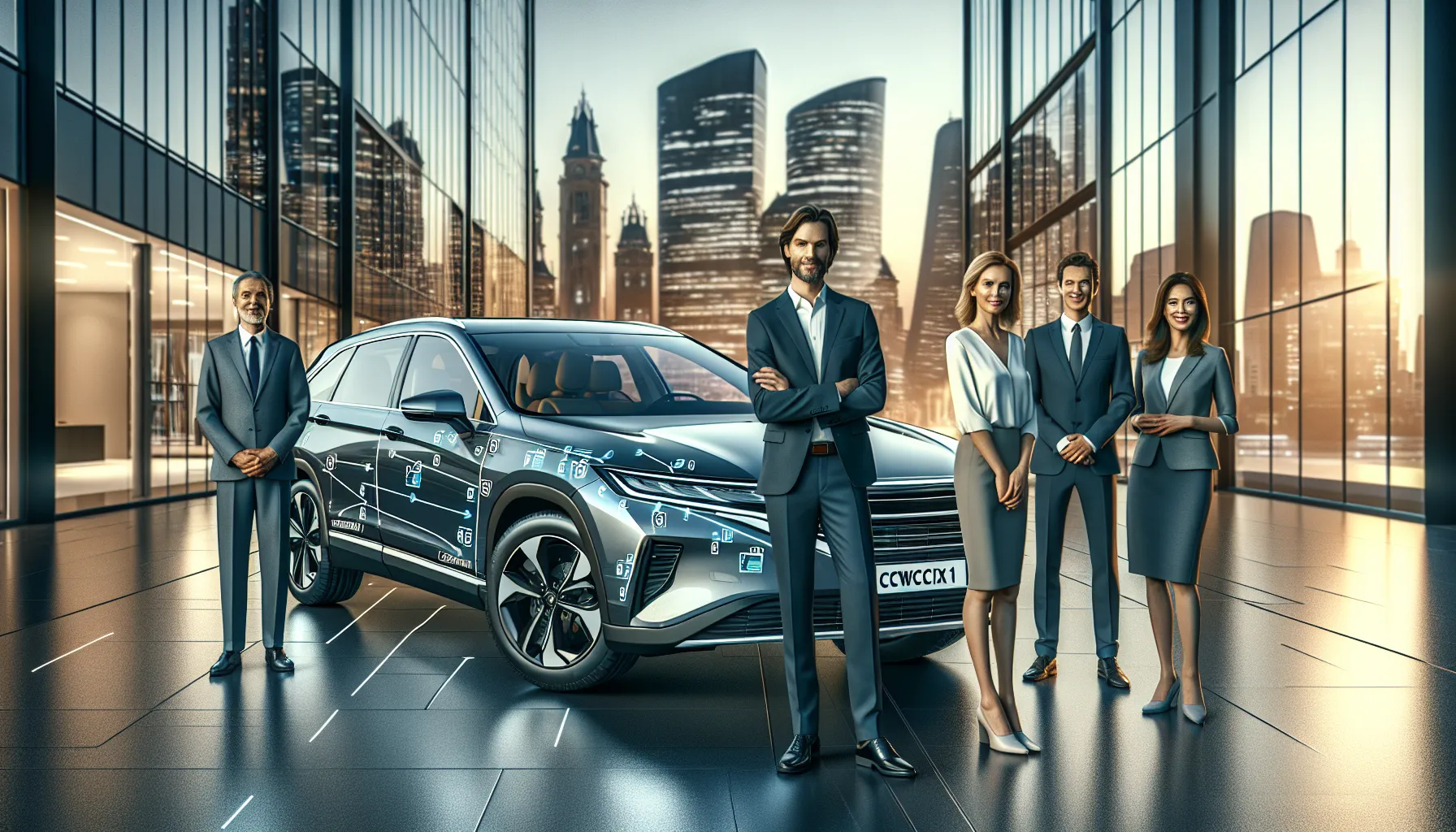 A family confidently near a Toyota CWCCIX1 in an urban setting.