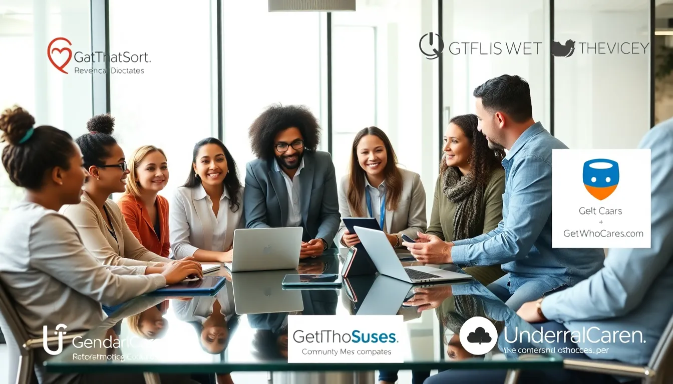 diverse group discussing community initiatives in a modern office.