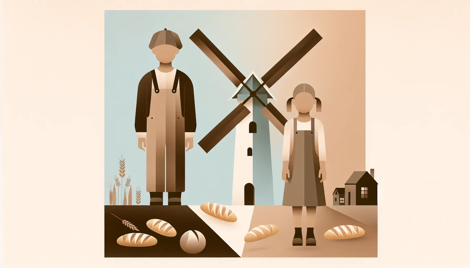 Two children standing on opposite sides of a windmill representing social inequality