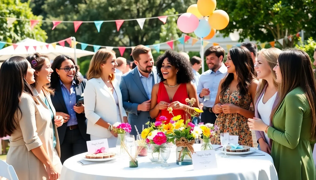 A budget-friendly outdoor celebration with diverse guests enjoying the event.