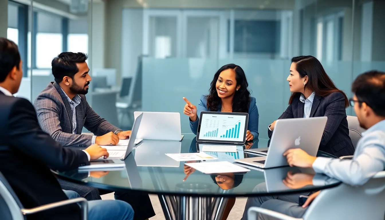 diverse entrepreneurs collaborating in a modern office environment.