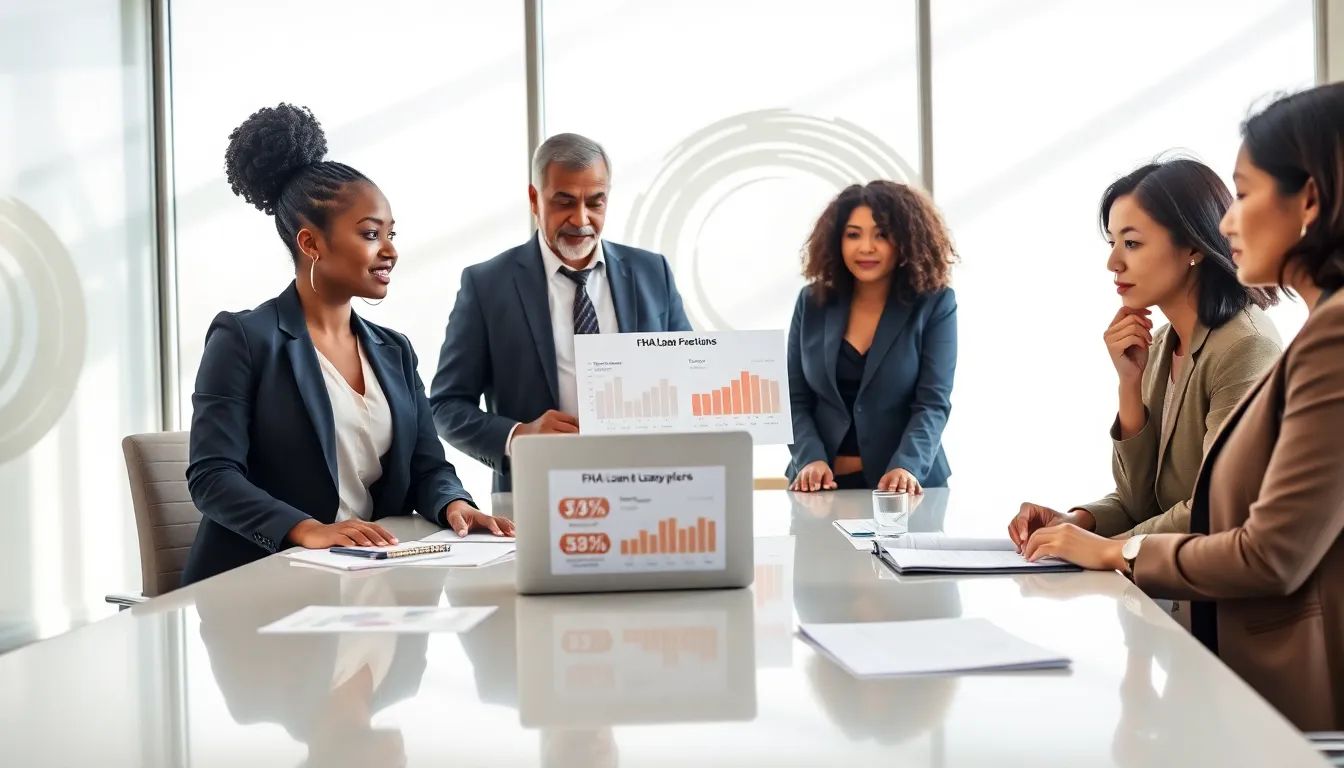 professionals discussing FHA loans in a modern office setting.