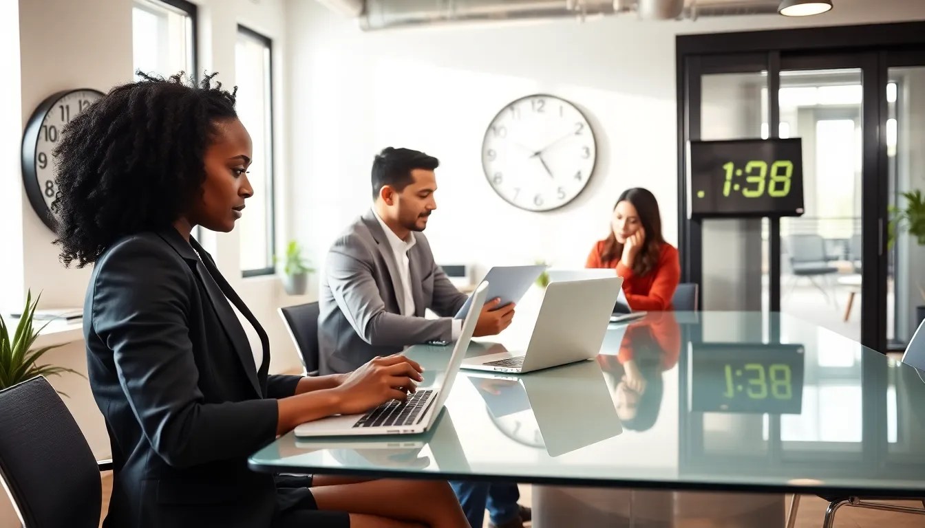 diverse freelancers collaborating in a bright, modern office.
