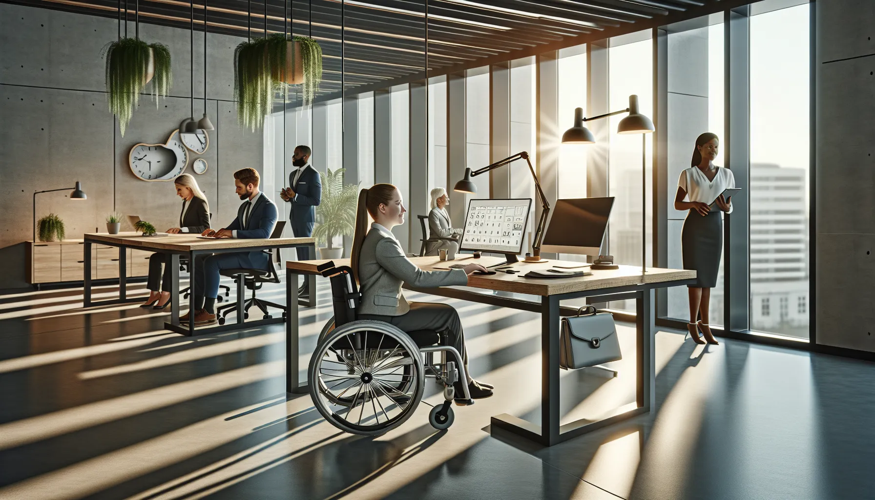 Person with disability working at accessible desk in modern Croatian office