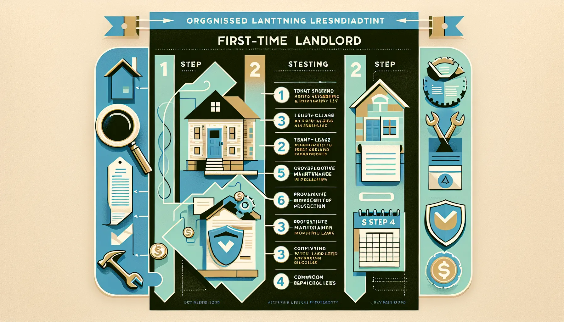 four-step infographic for new Danville landlords with key management tips