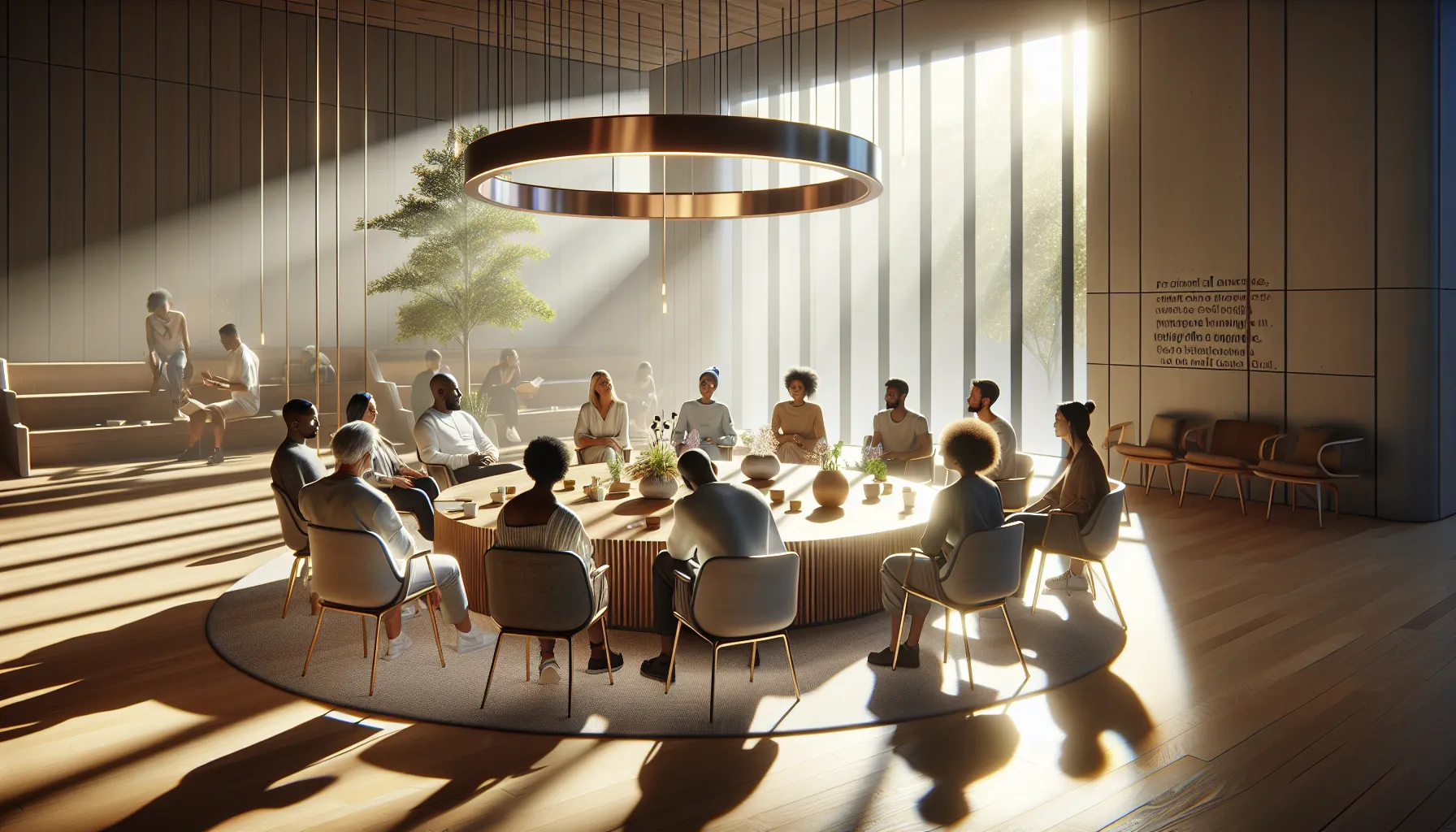 diverse group reflecting and connecting in a community gathering.