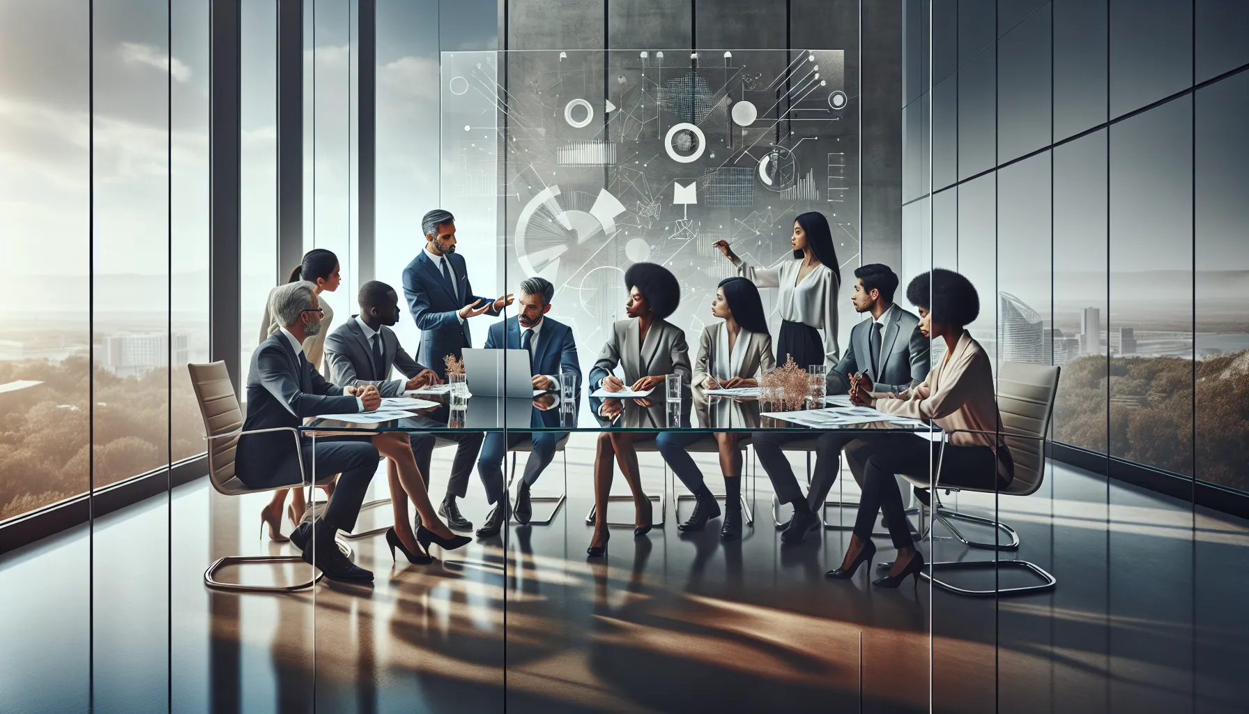 diverse team collaborating in a modern office setting.