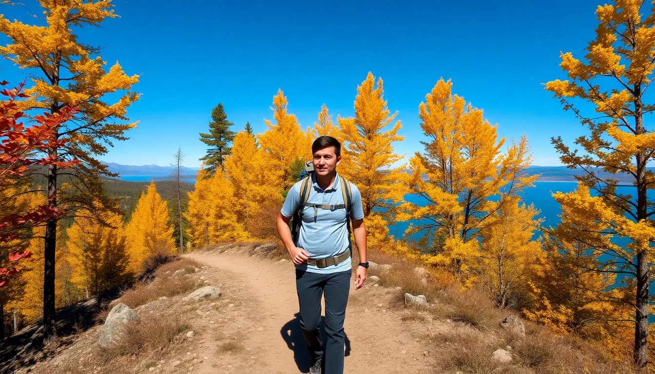 solo hiker on a beautiful trail in a national park.