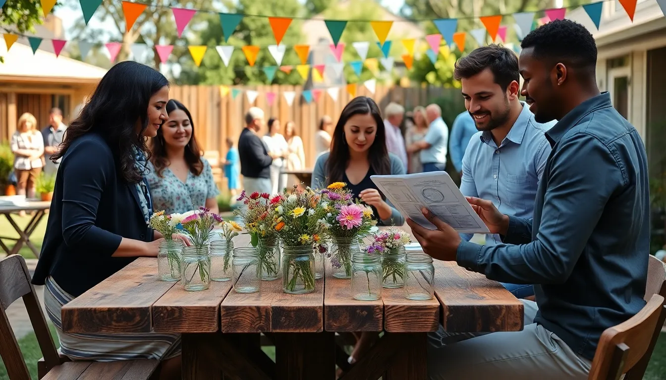 diverse team planning a budget-friendly outdoor event.