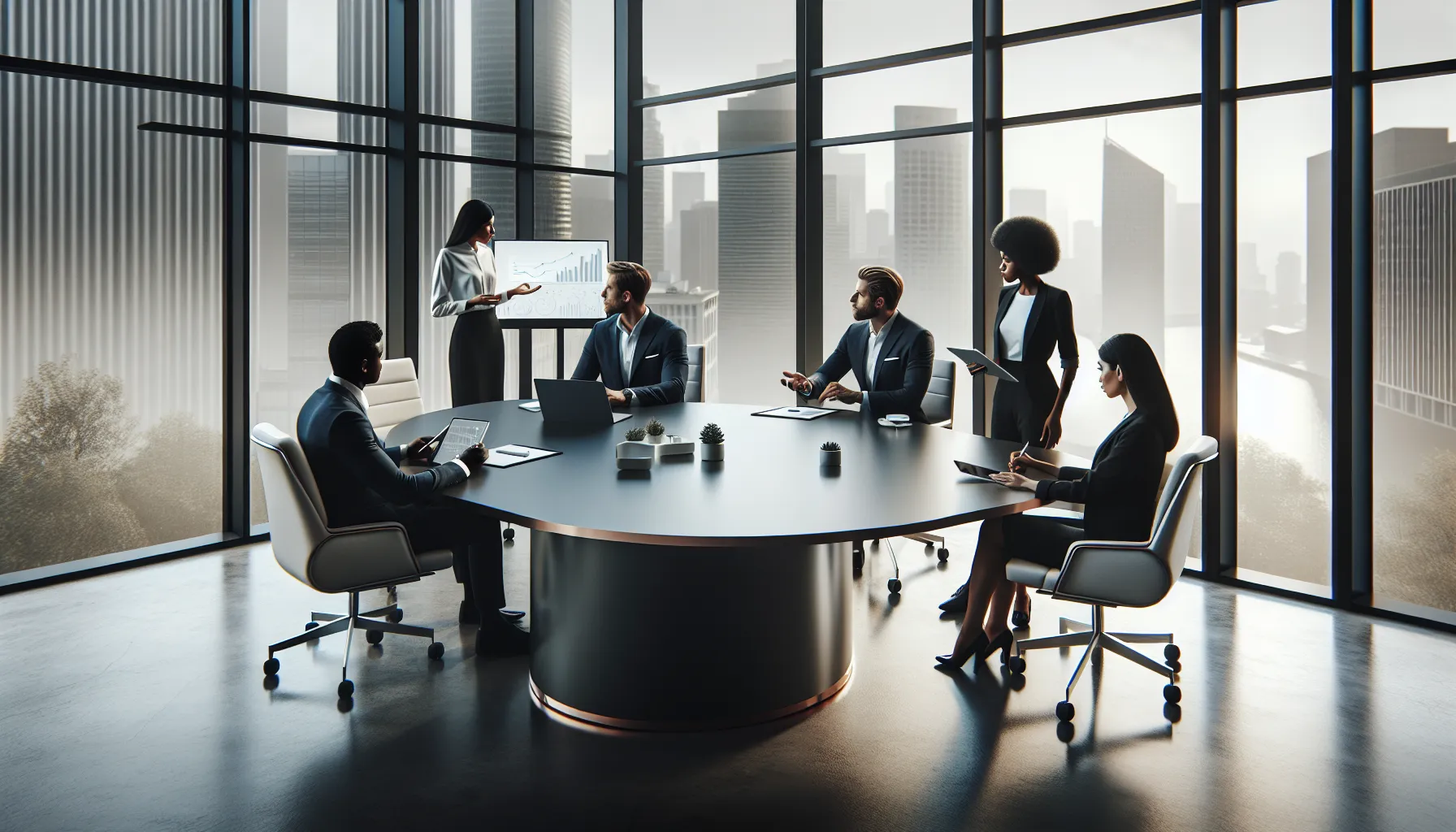 diverse team discussing challenges in a modern office setting.