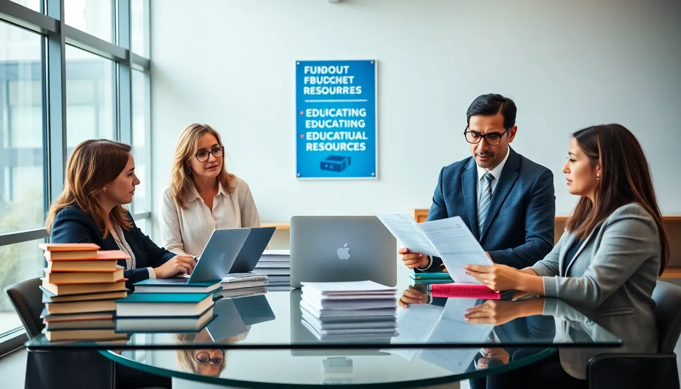 educators discussing funding challenges in a modern classroom.