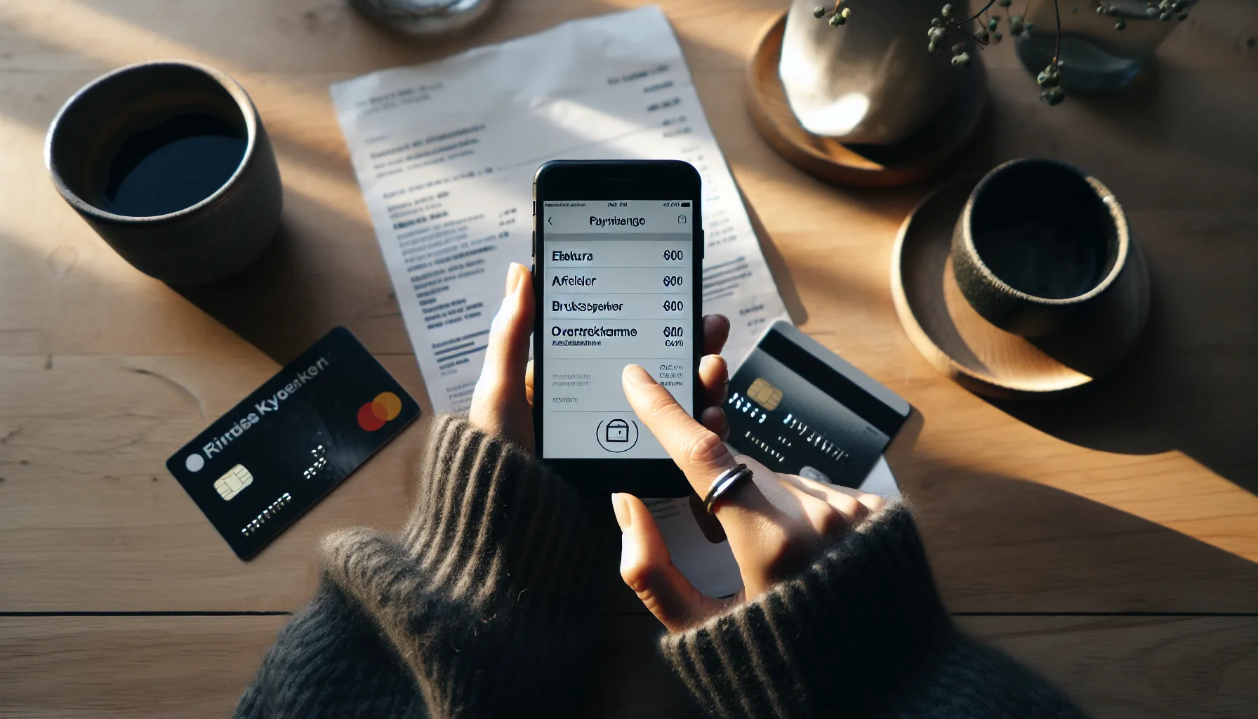 Slik unngår du vanlige fallgruver med kredittkort 3 Norwegian woman enabling efaktura and alerts, avoiding common credit card fees.