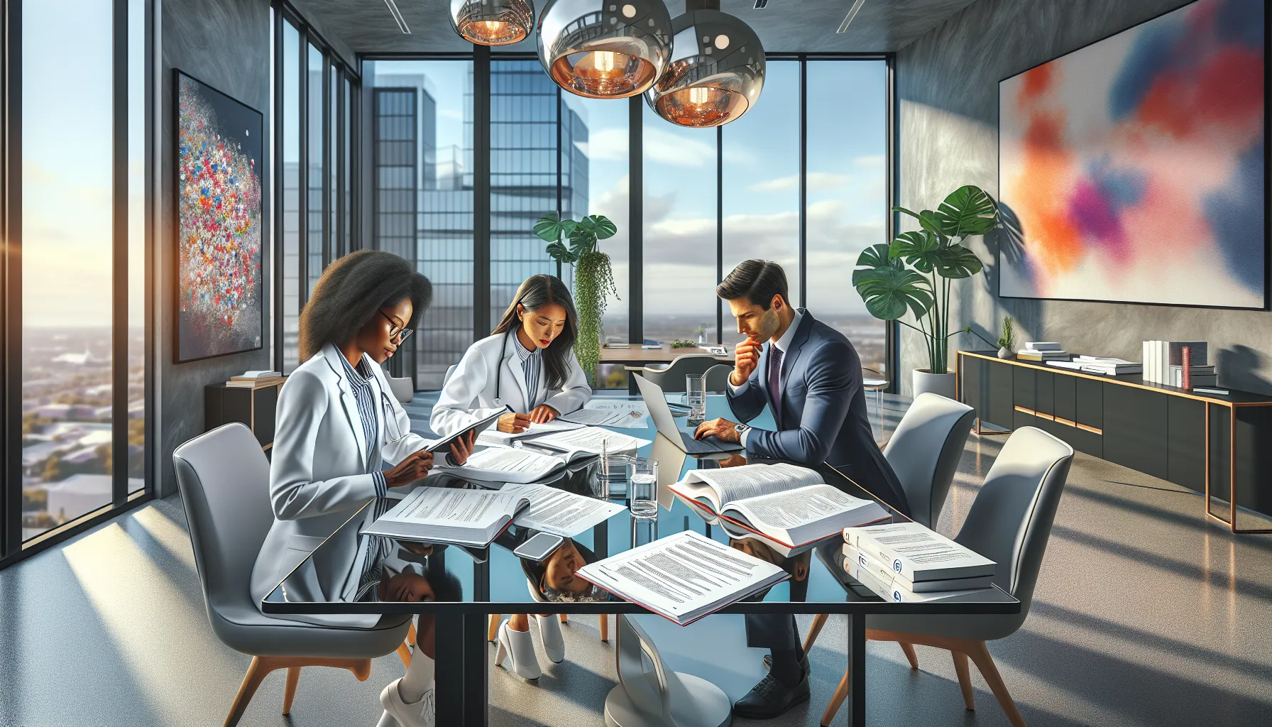 healthcare professionals studying for the CNOR exam in a modern workspace.