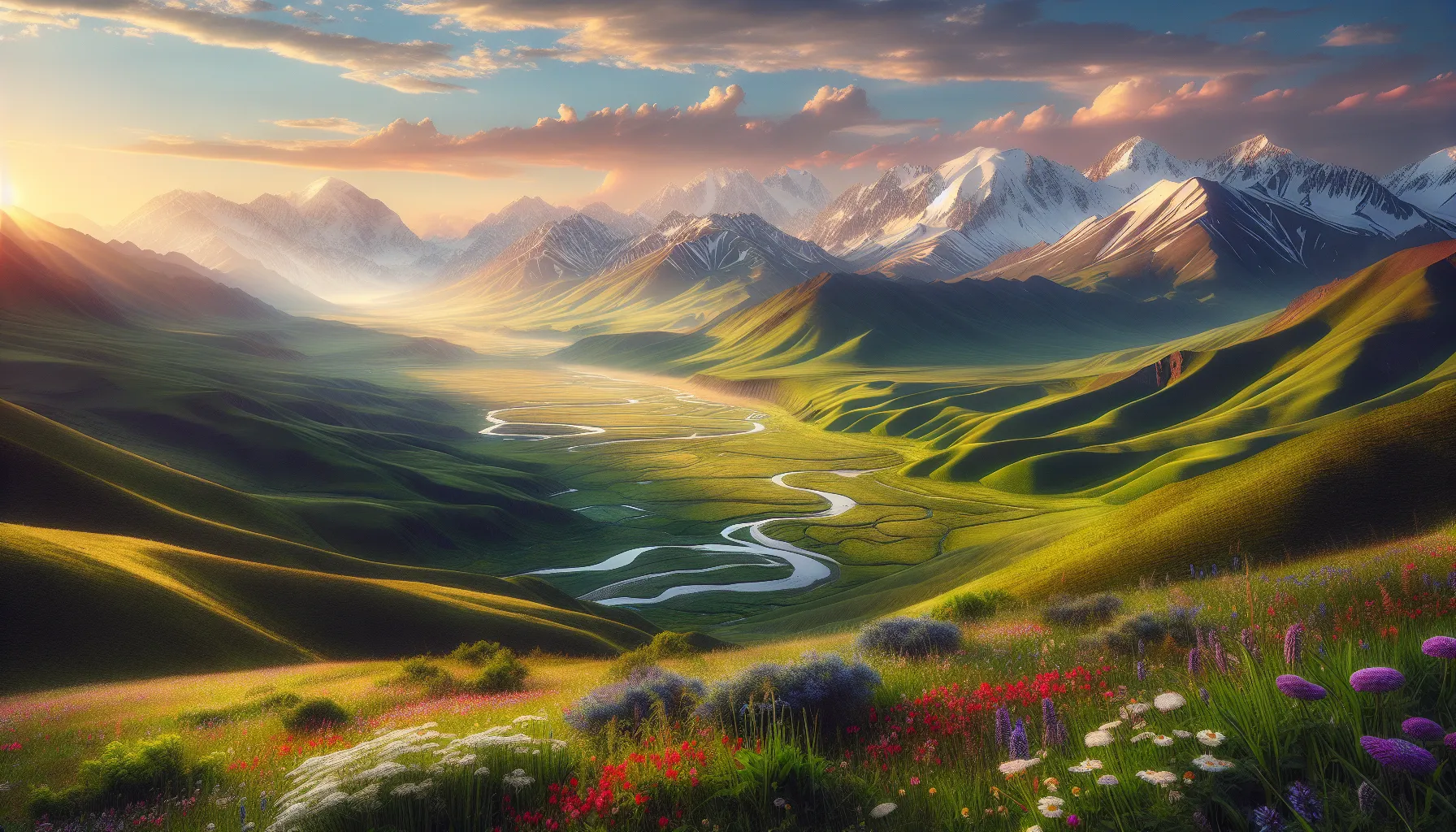 breathtaking landscape of Uzribitan featuring mountains and lush valleys.