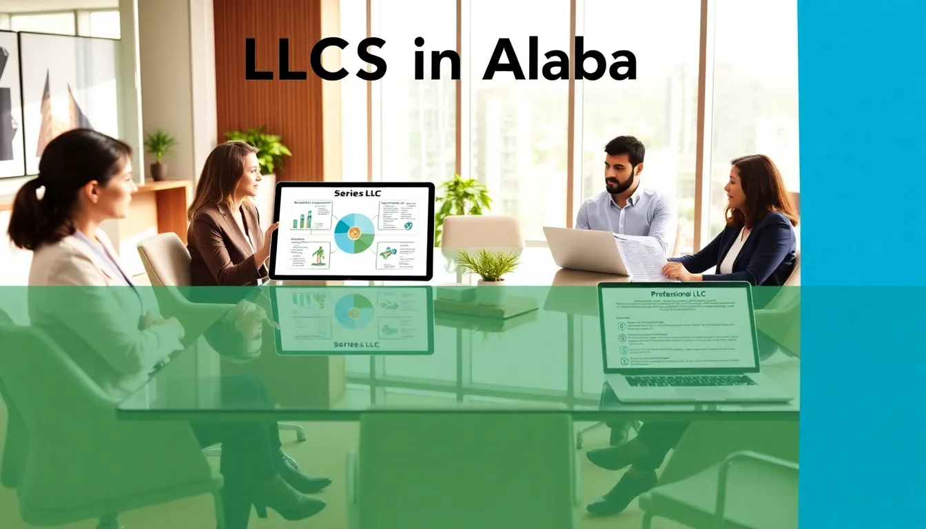 diverse professionals discussing LLC types in a modern office.