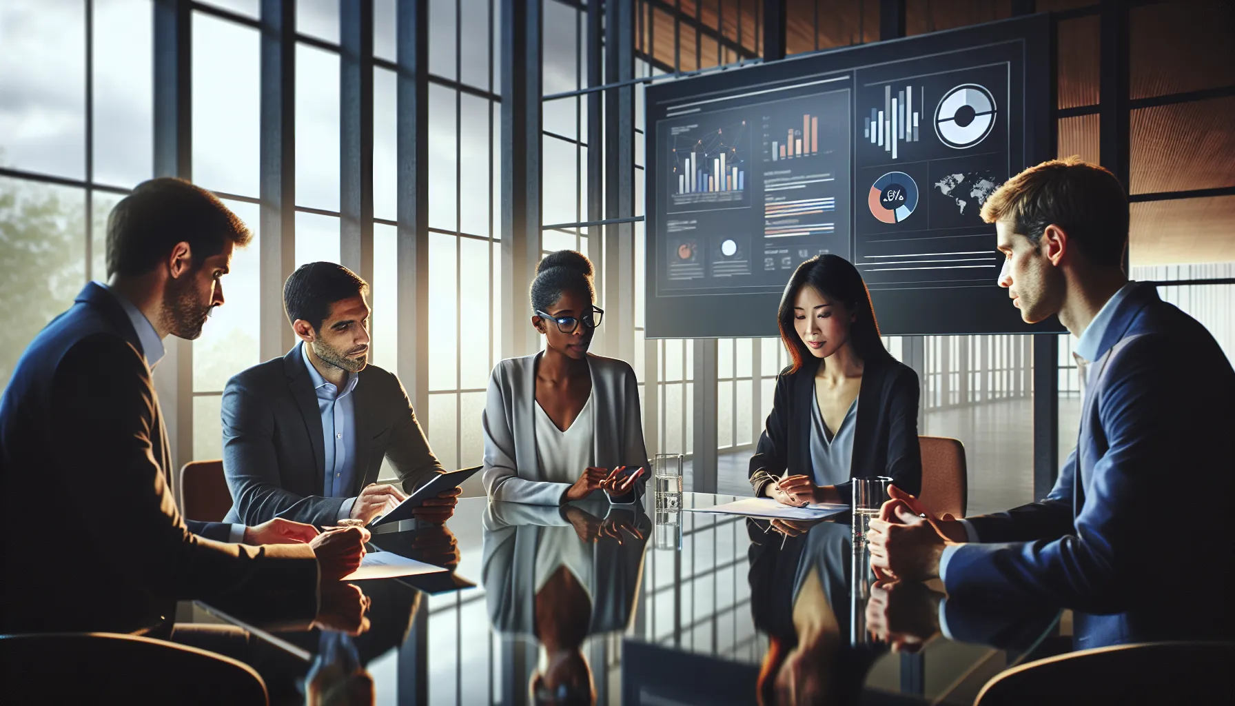 diverse team discussing the impact of streaming platforms in a modern office.