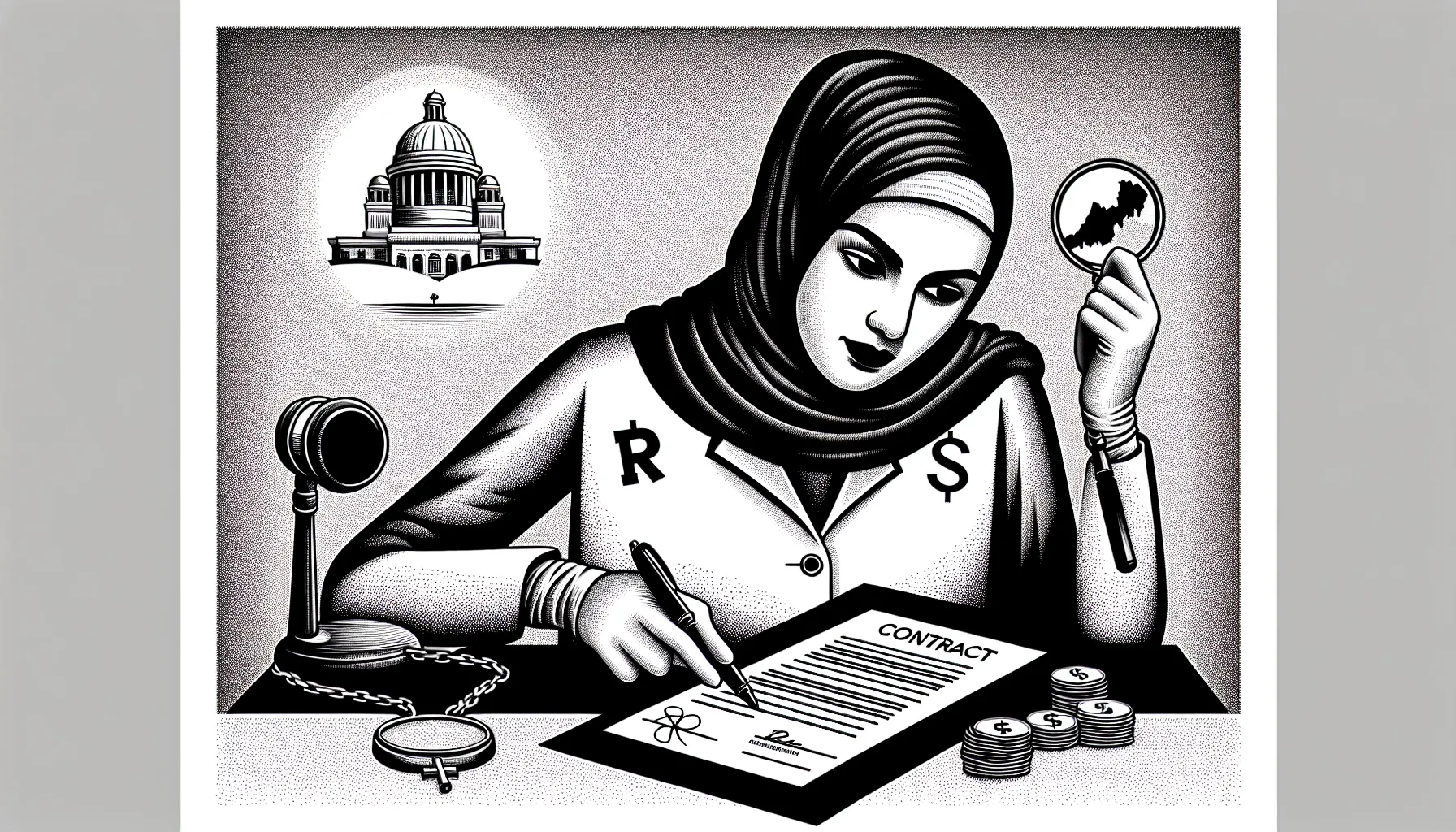 Dentist examining a contract with Rhode Island outline and legal, wage, insurance icons of Rhode Island Dental Contract Review.