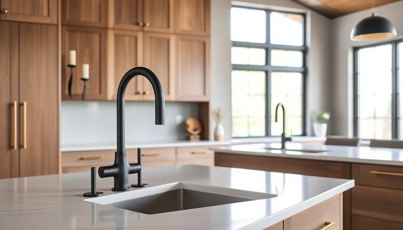 modern kitchen featuring stylish hardware and sleek design elements.
