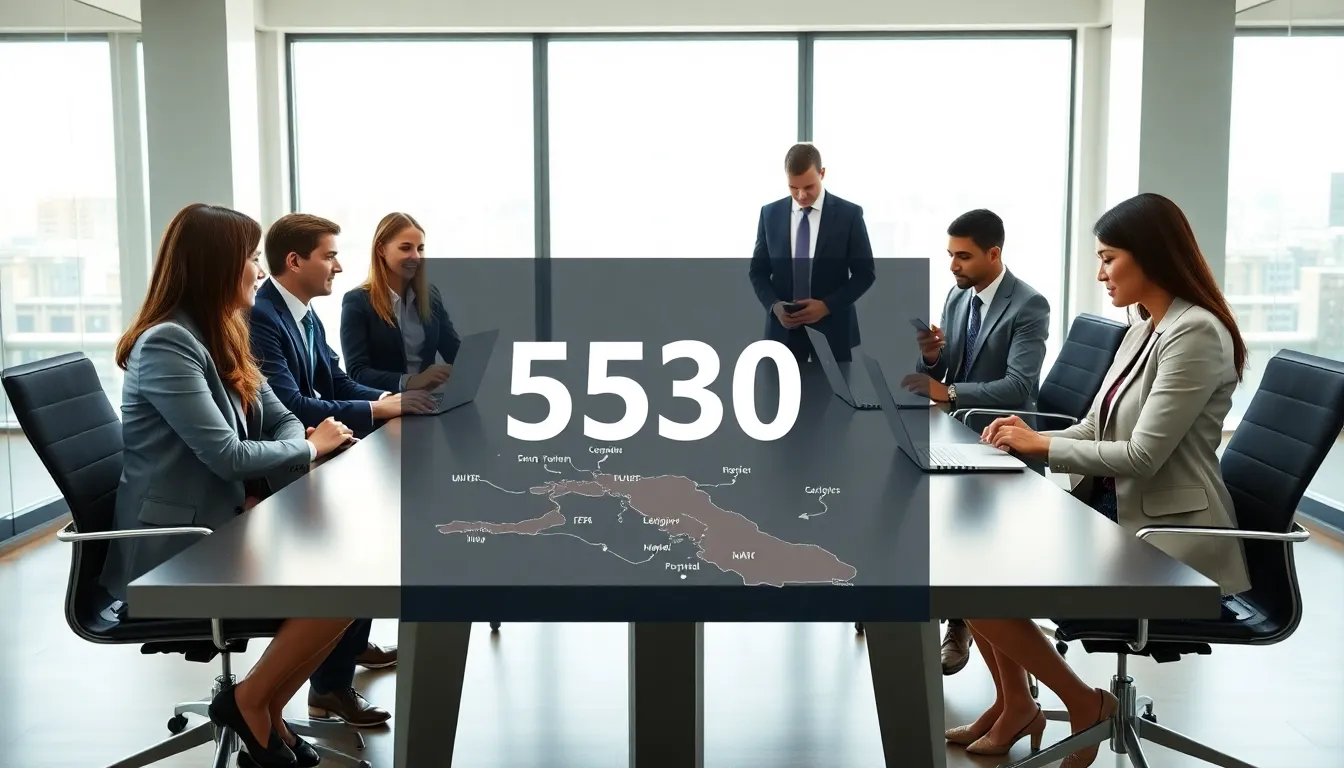 diverse team discussing area codes in a modern office setting.