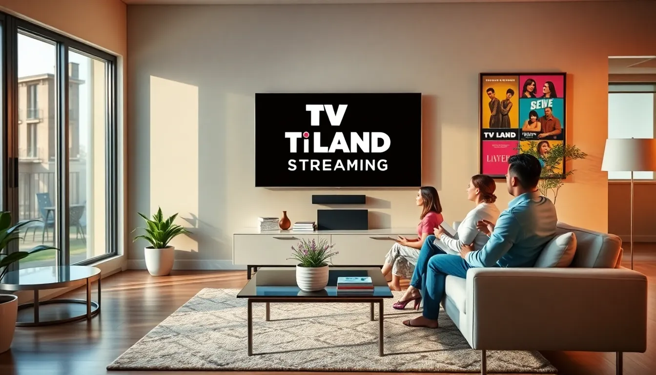 family enjoying TV Land Streaming in a modern living room.