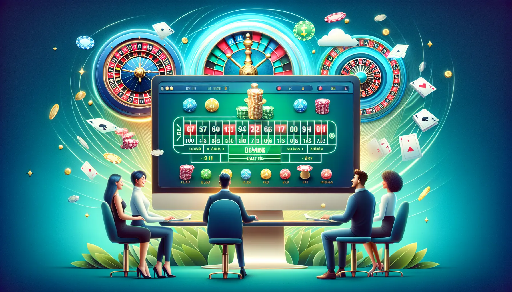 An online casino gaming interface with vibrant visuals on a computer screen.
