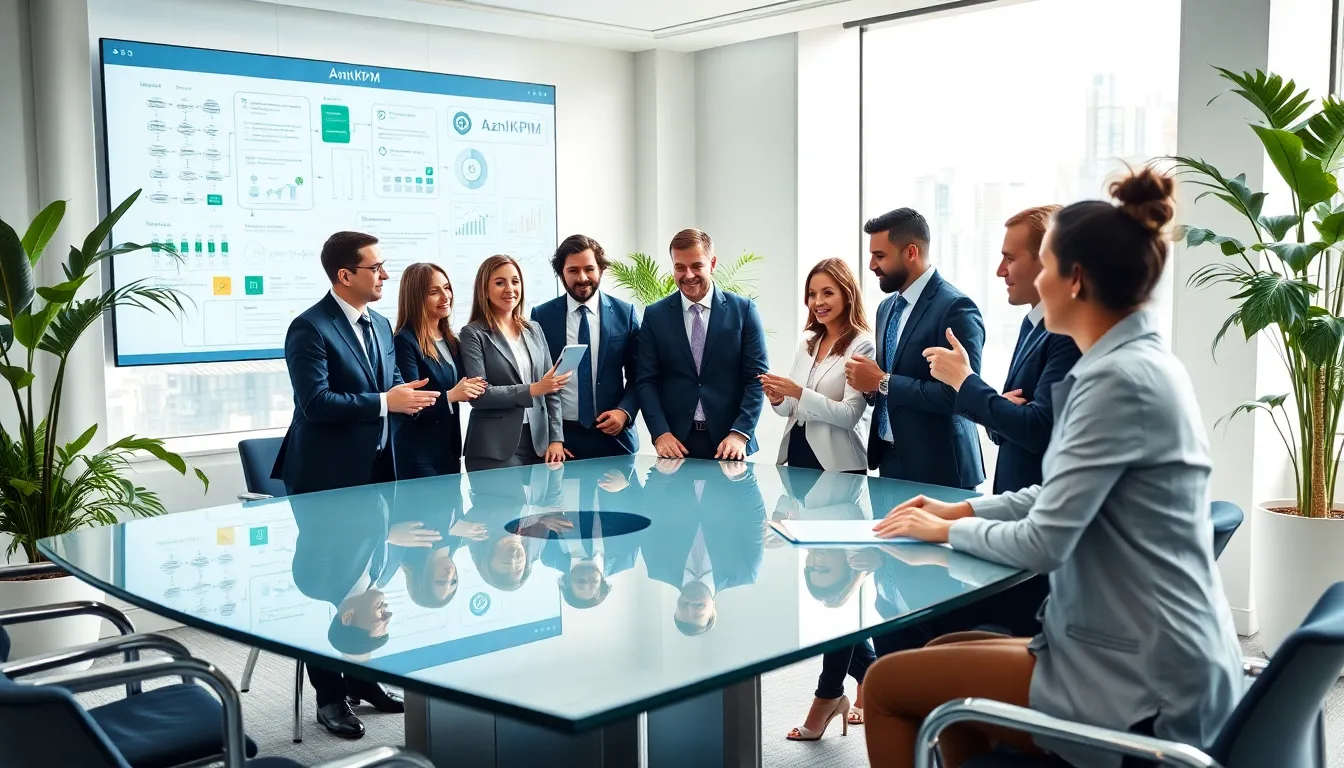 diverse team discussing a productivity framework in a modern office.