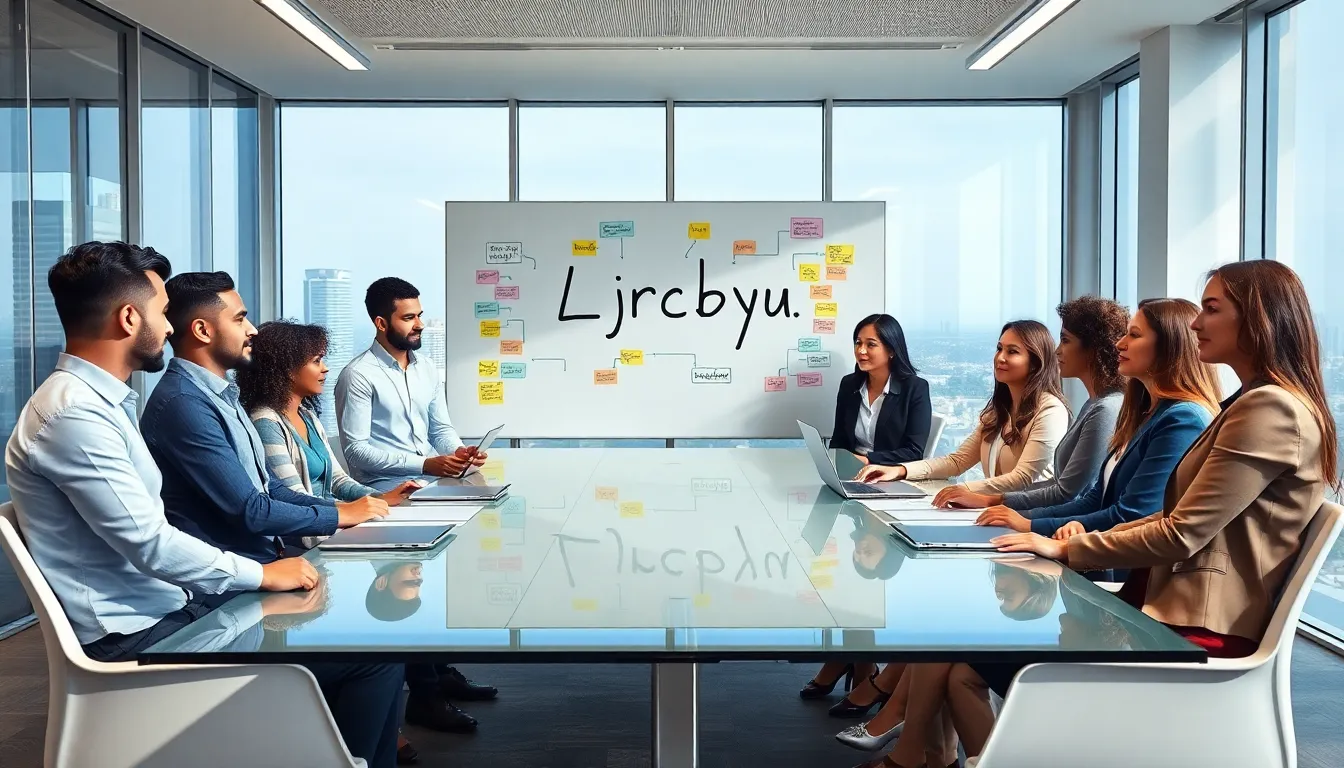 diverse team discussing strategies in a modern office.