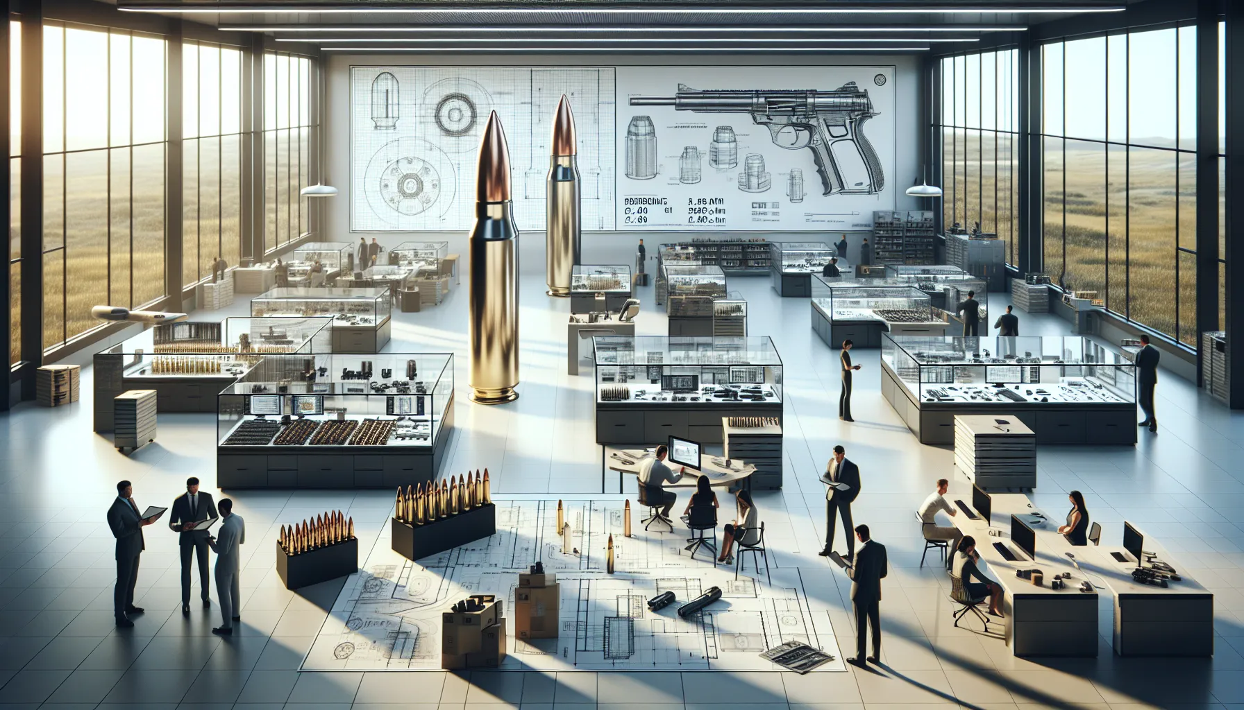 modern display of the 7.38x41 cartridge in a professional setting.