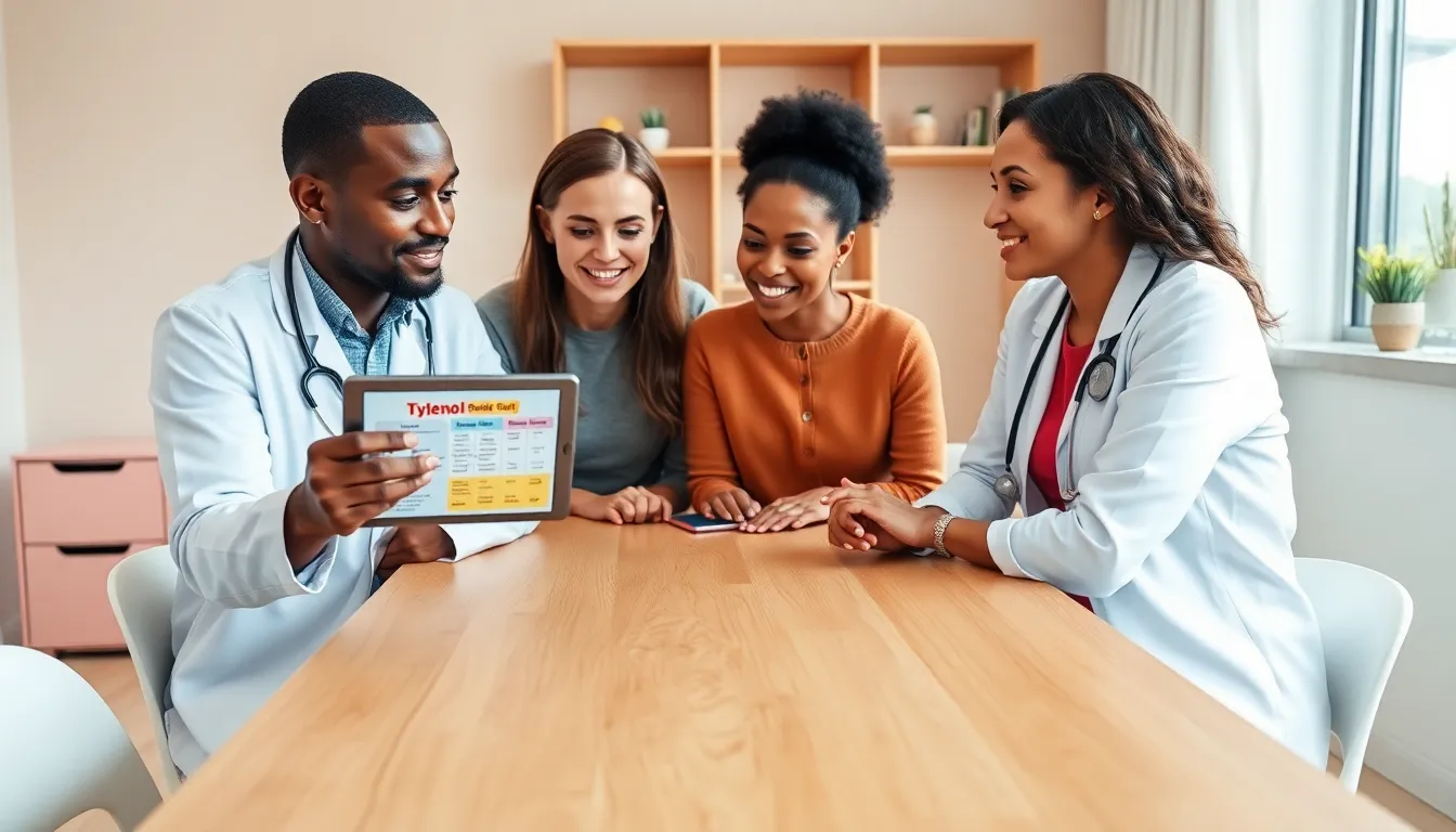 parents consulting a doctor about Tylenol dosage for babies.