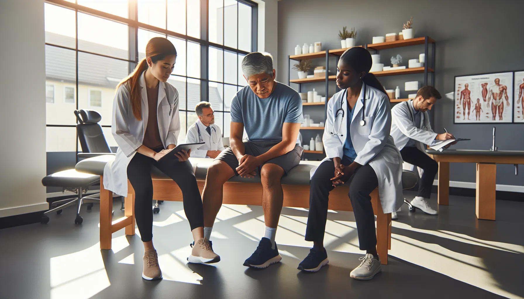 healthcare team discussing pavatalgia treatment options in a modern clinic.