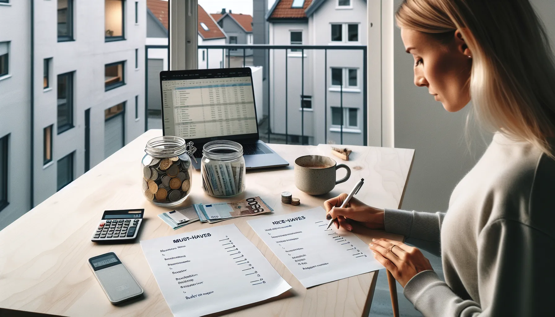 Hvordan unngå vanlige feil ved boligkjøp 2 Norwegian homebuyer planning budget and buffer with checklist and household bills.