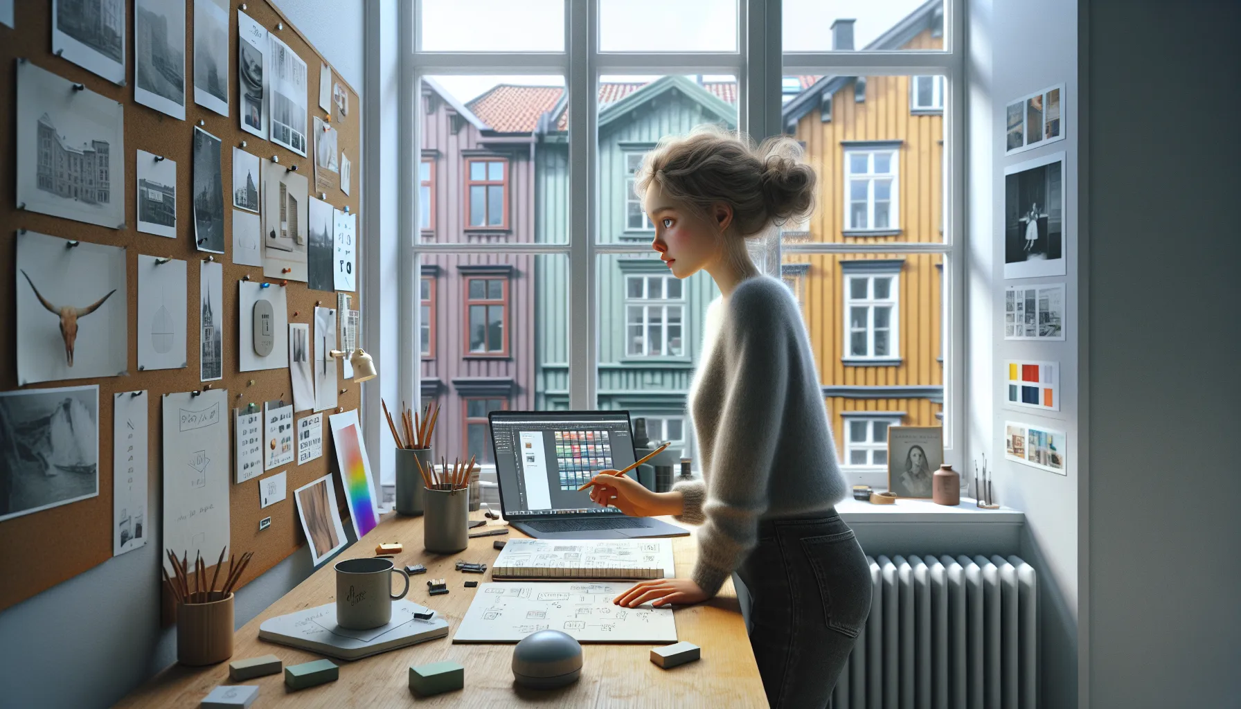 Norwegian designer reworking visual references into an original concept in a bright studio.