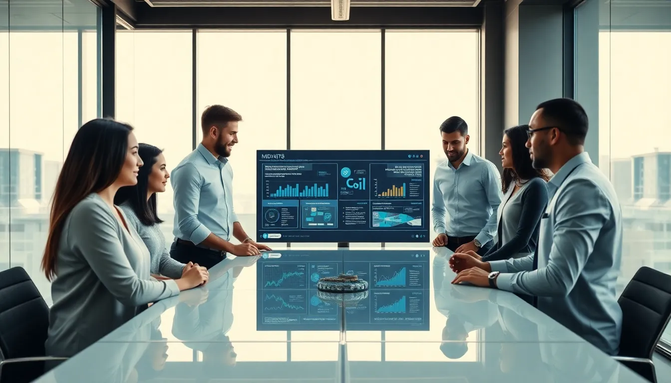 diverse team discussing data processing in a modern office.