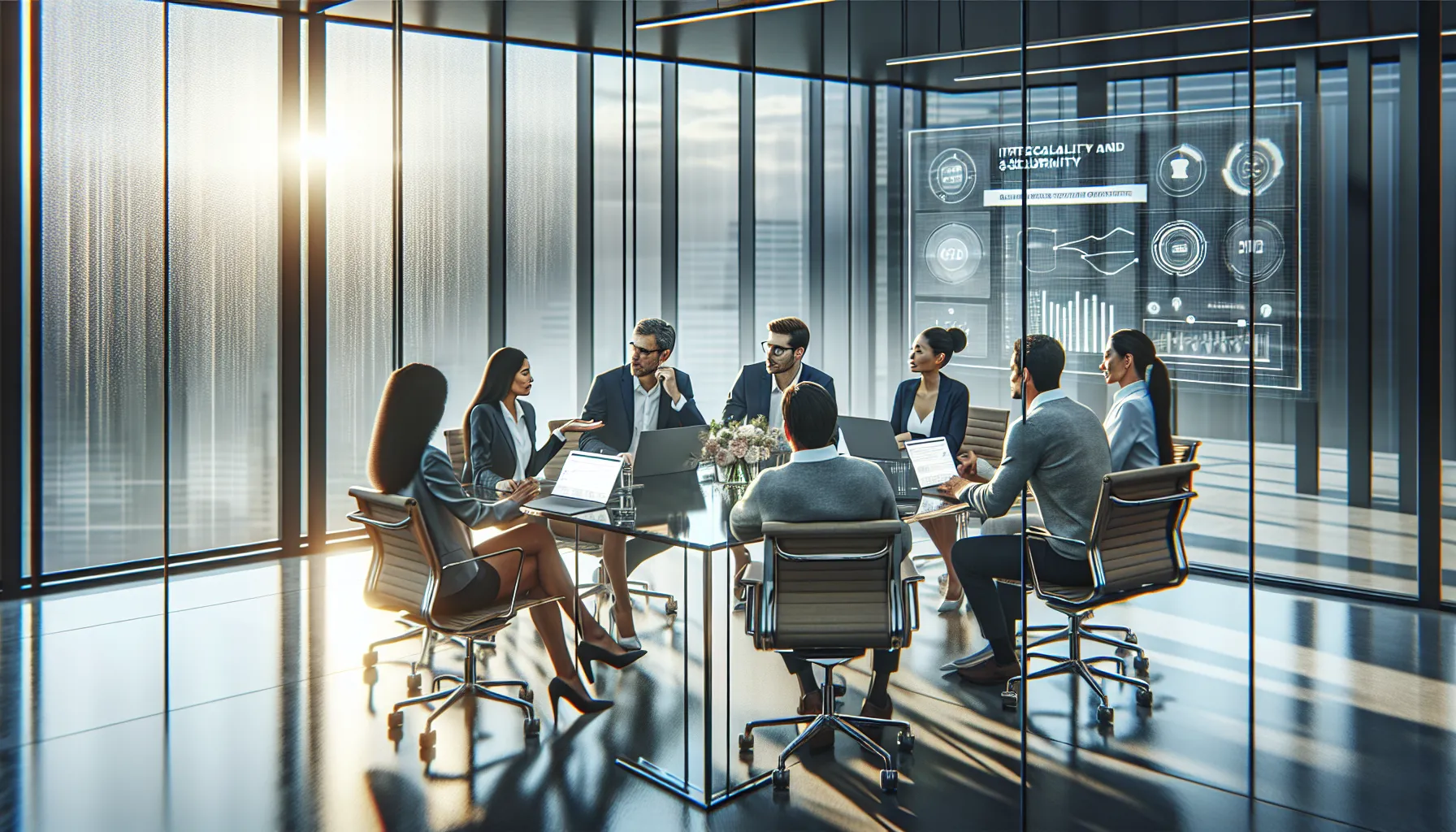 diverse team collaborating in a modern office on technology integration.