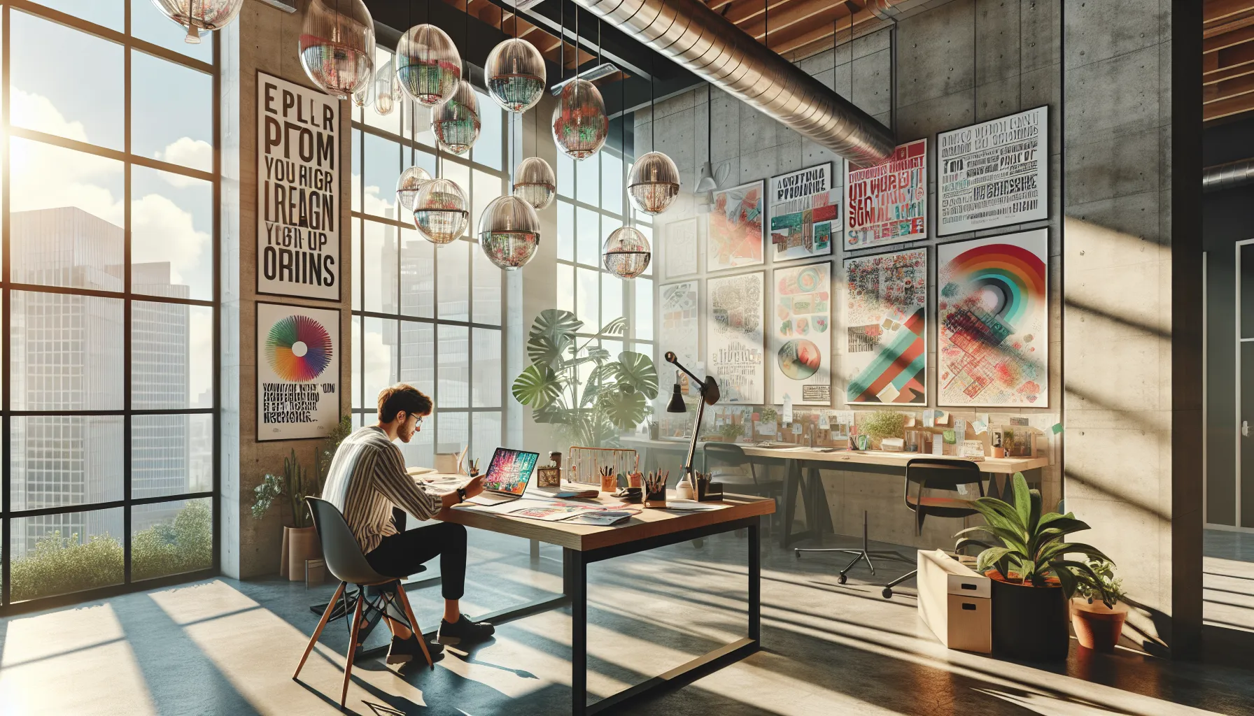 person brainstorming future projects in a bright, creative office.