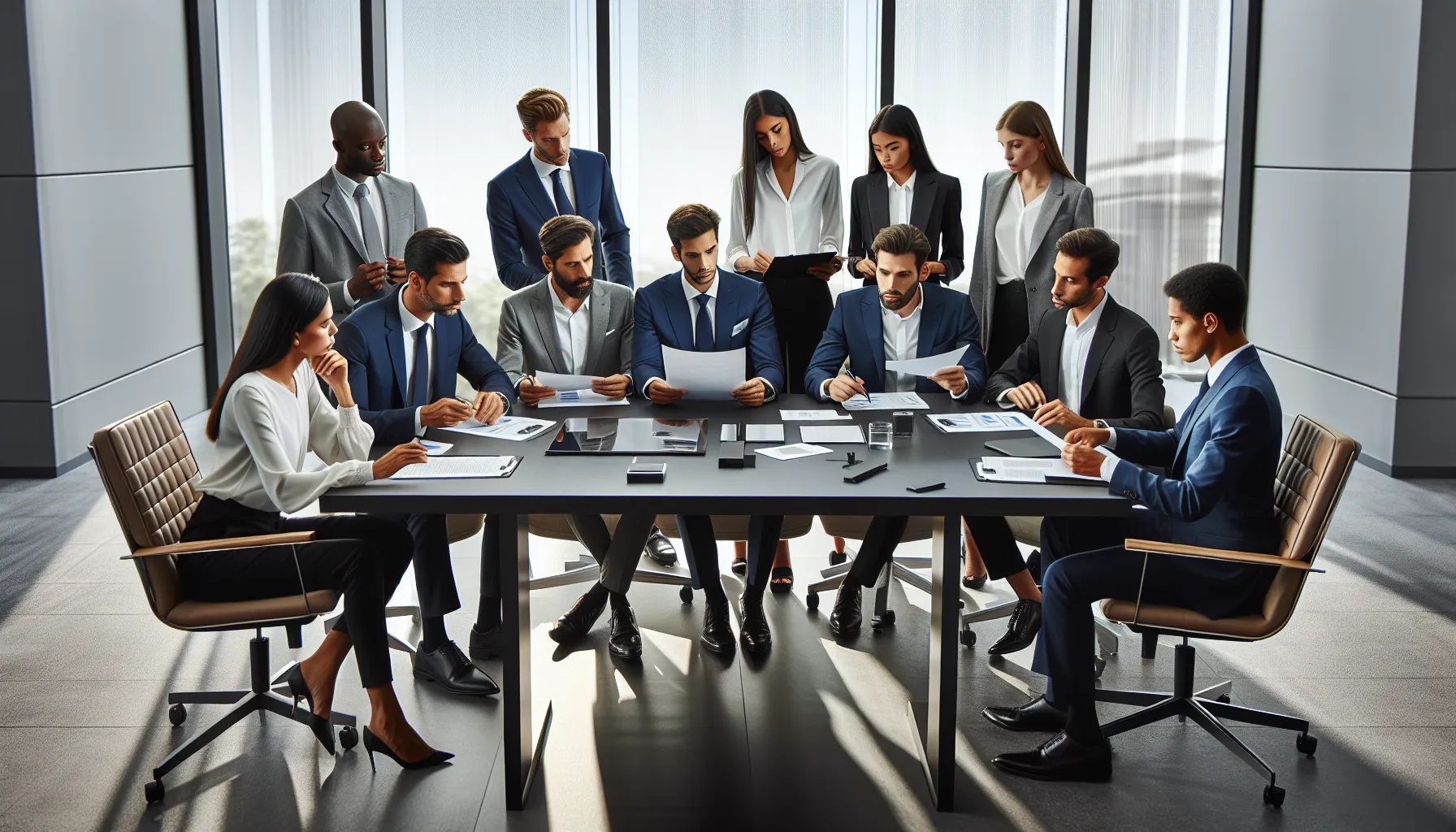diverse team in a modern office discussing Ищщлын controversies.