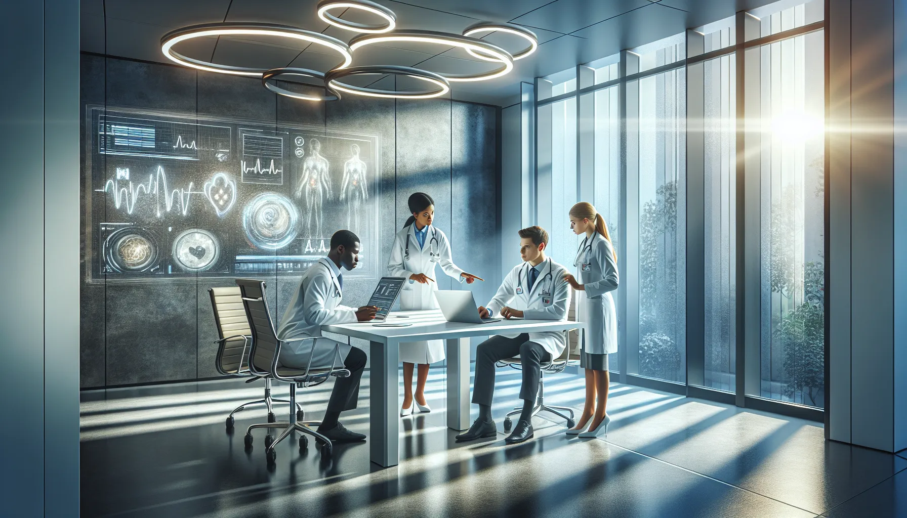 healthcare professionals discussing disohozid disease in a modern office.