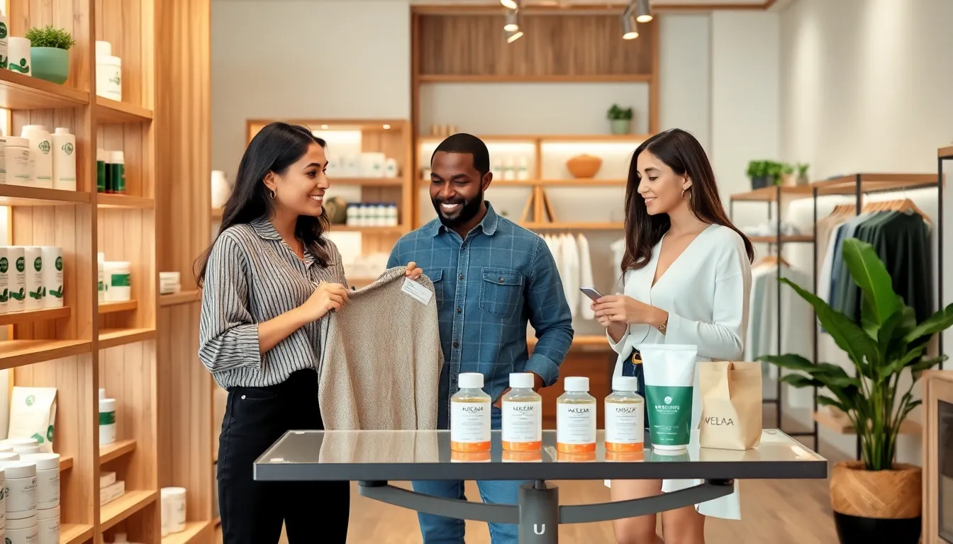 diverse team engaging in discussion at a lifestyle boutique.
