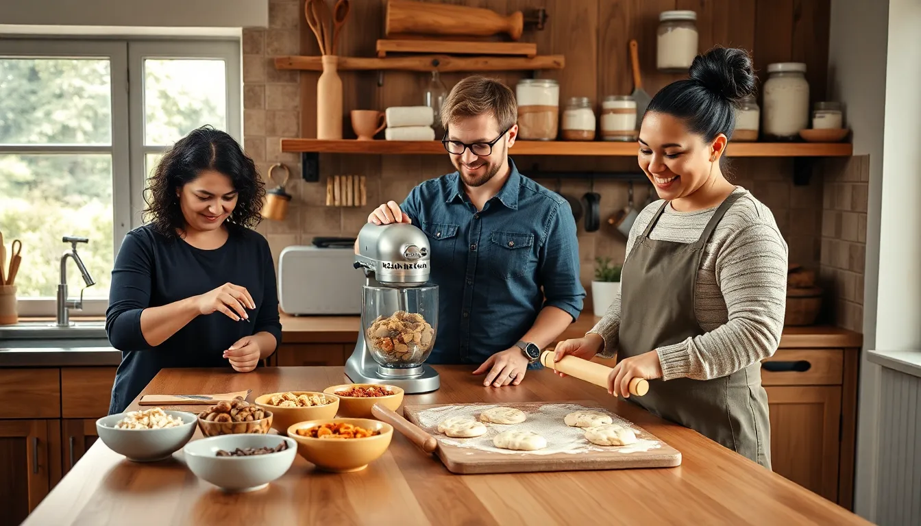 professionals baking bread cookies in a cozy kitchen.