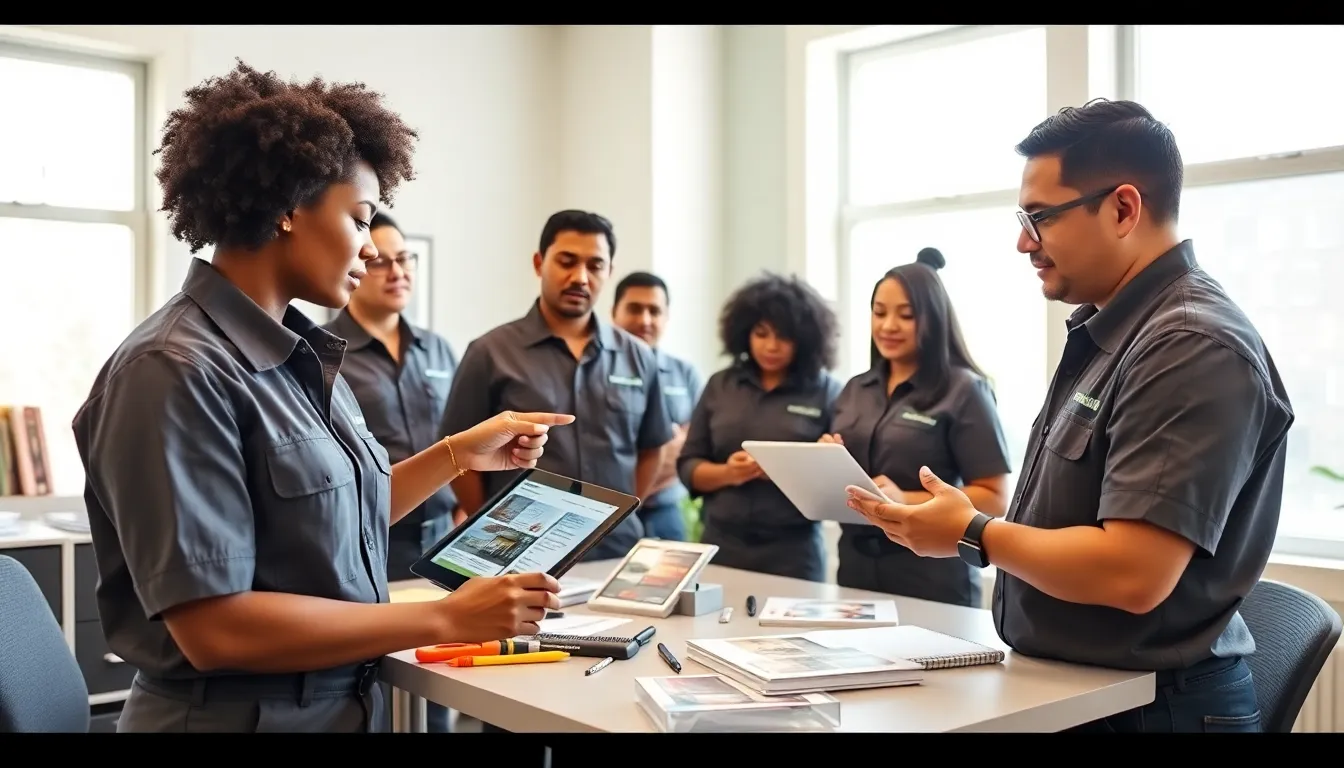 diverse team of technicians collaborating in a modern home office.