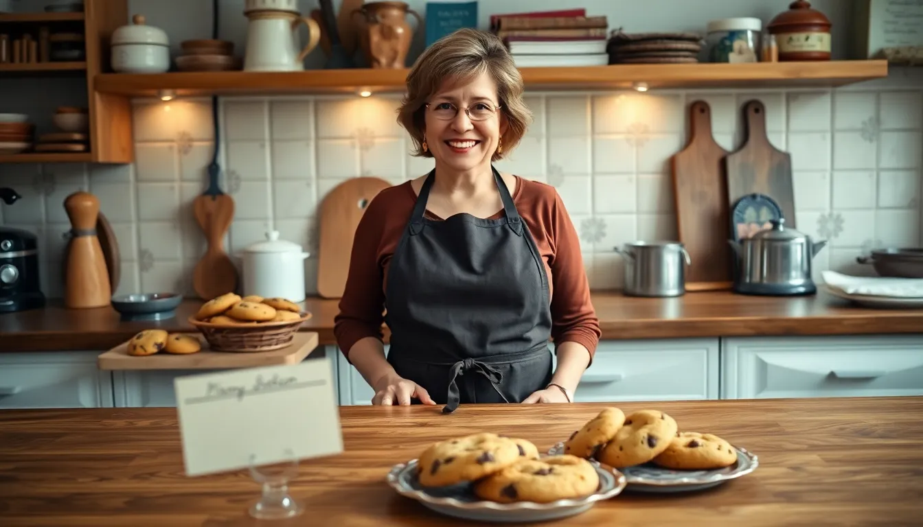 Mary Jackson in a cozy kitchen with freshly baked cookies.