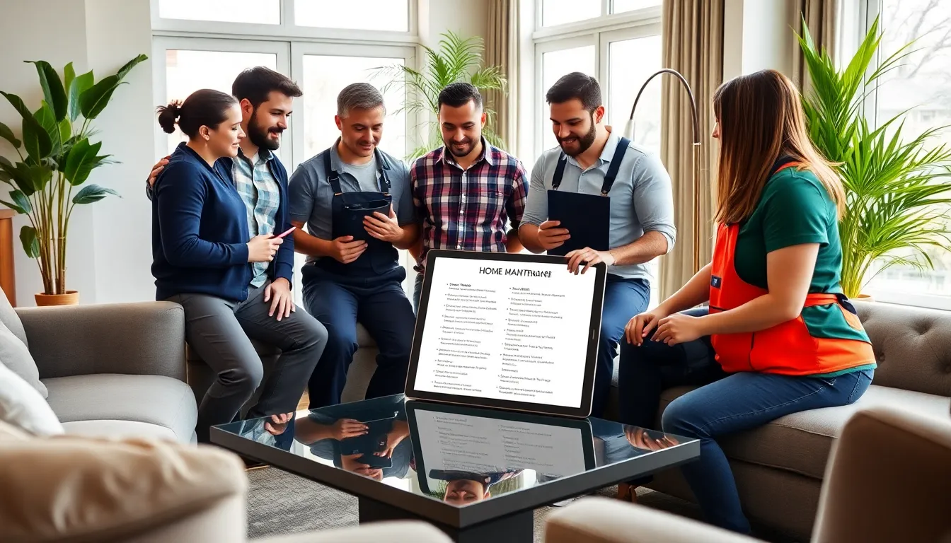 diverse team discussing essential home maintenance services.