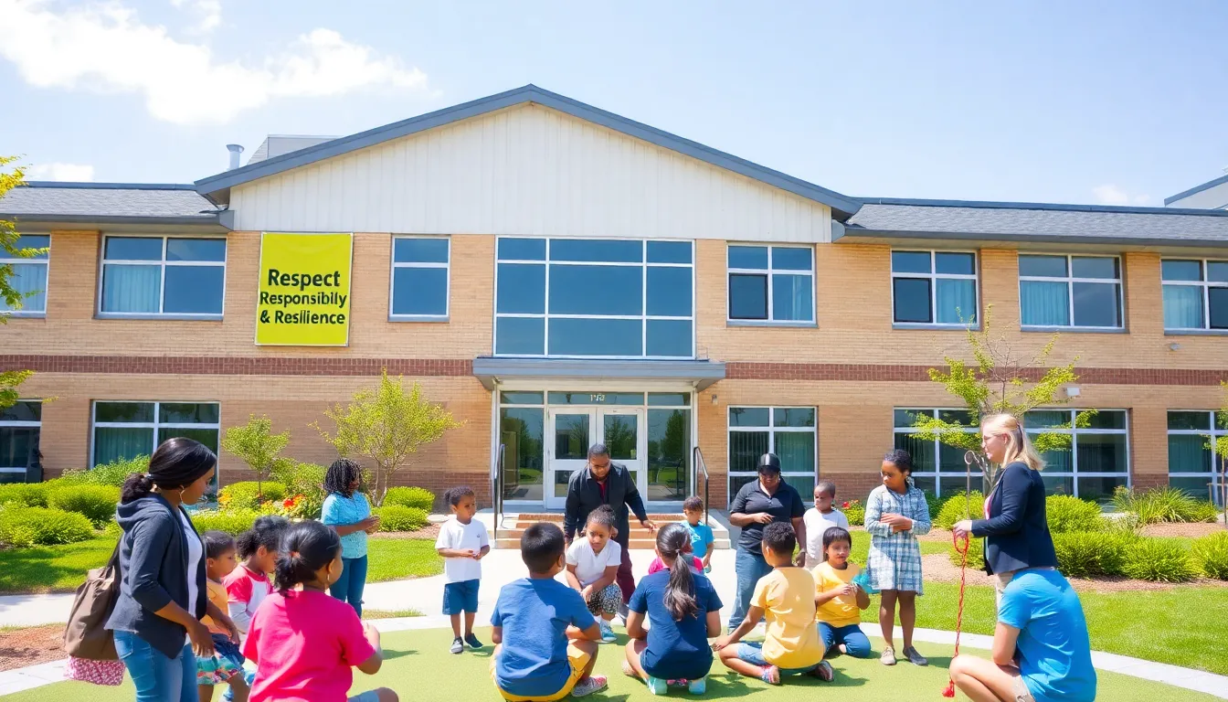 diverse children collaborating at Blue Horizons Elementary School.