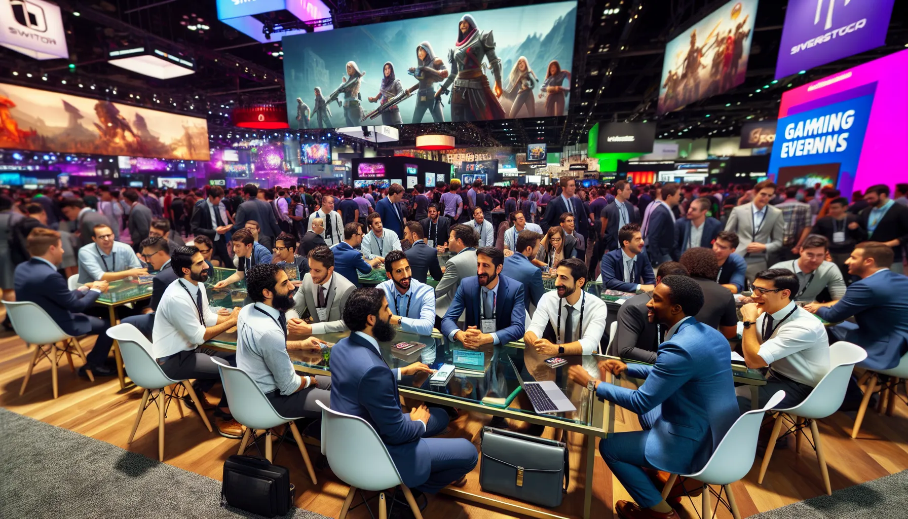 diverse professionals networking at Think Of Gamescom event.