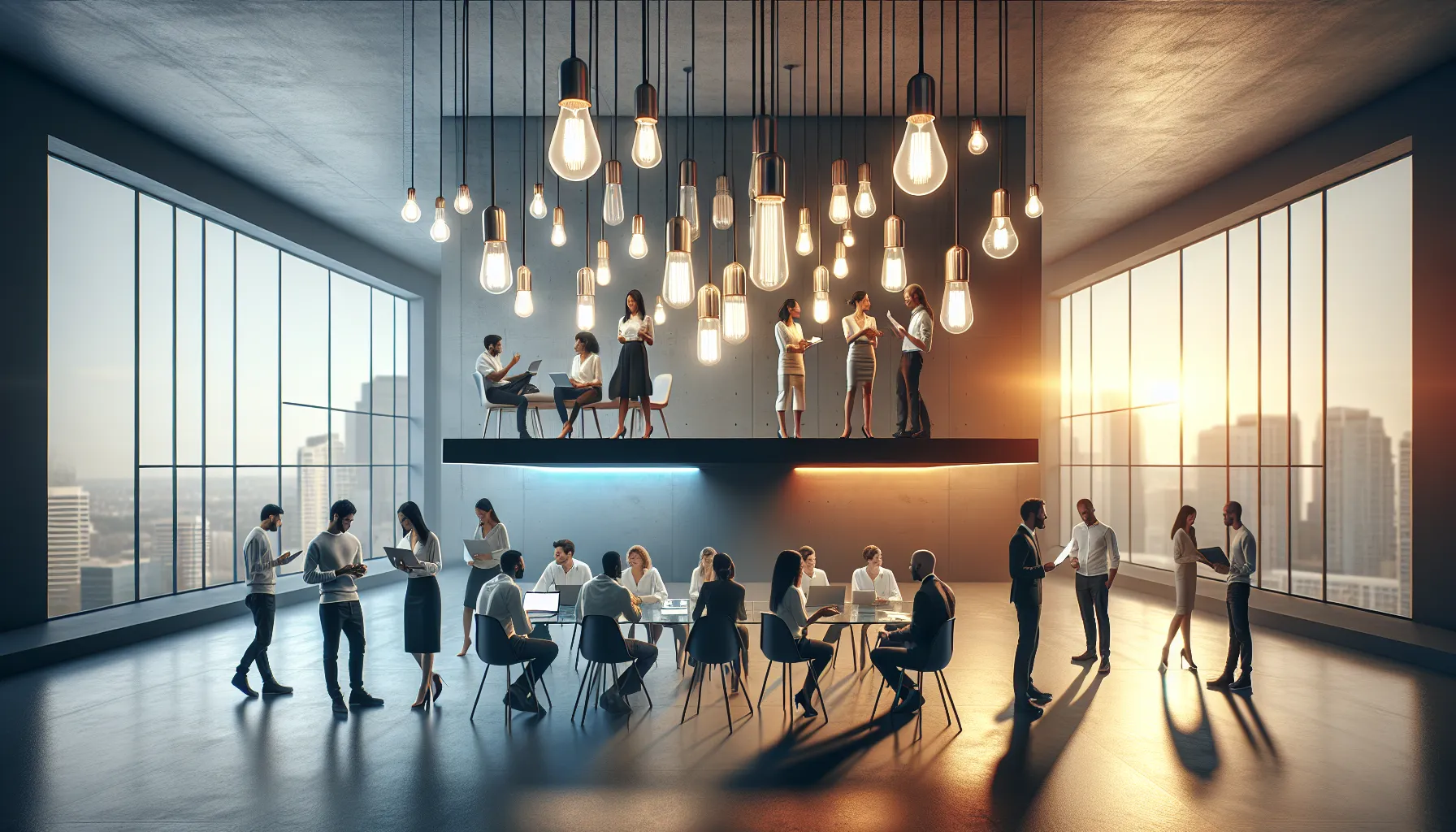 comparison of Murkalux LED and traditional lighting in a modern office.