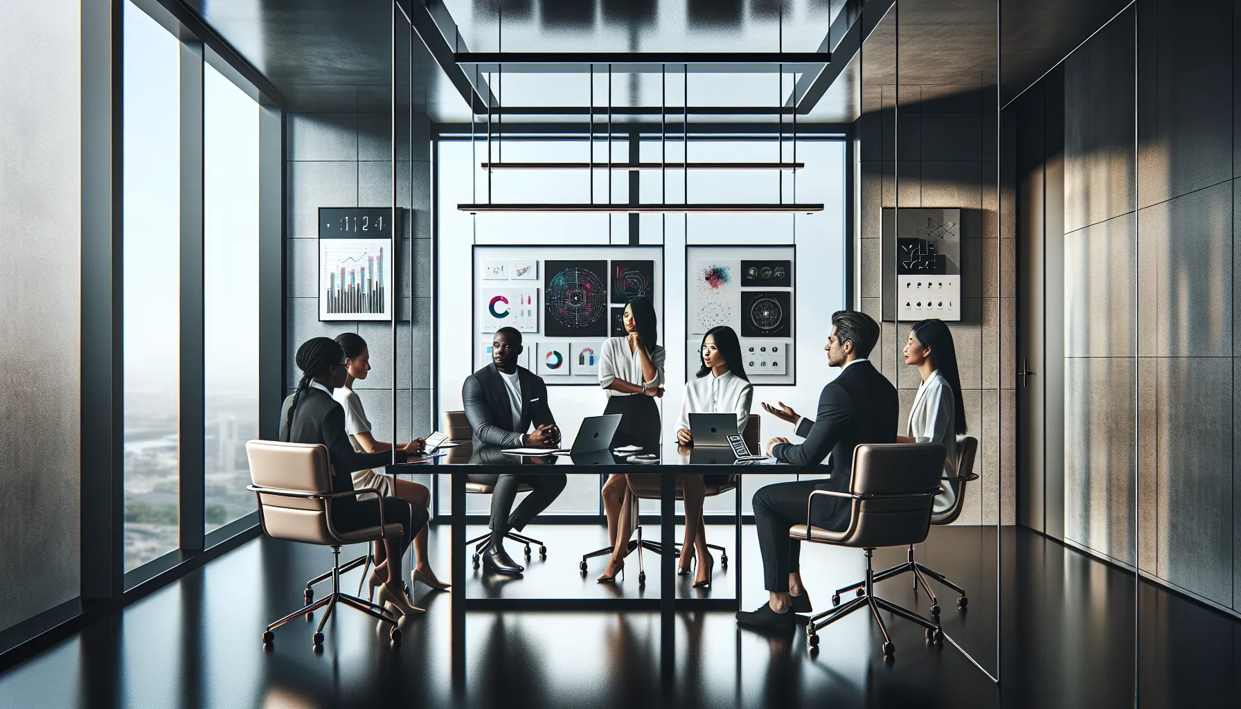 diverse team discussing challenges in a modern office setting.