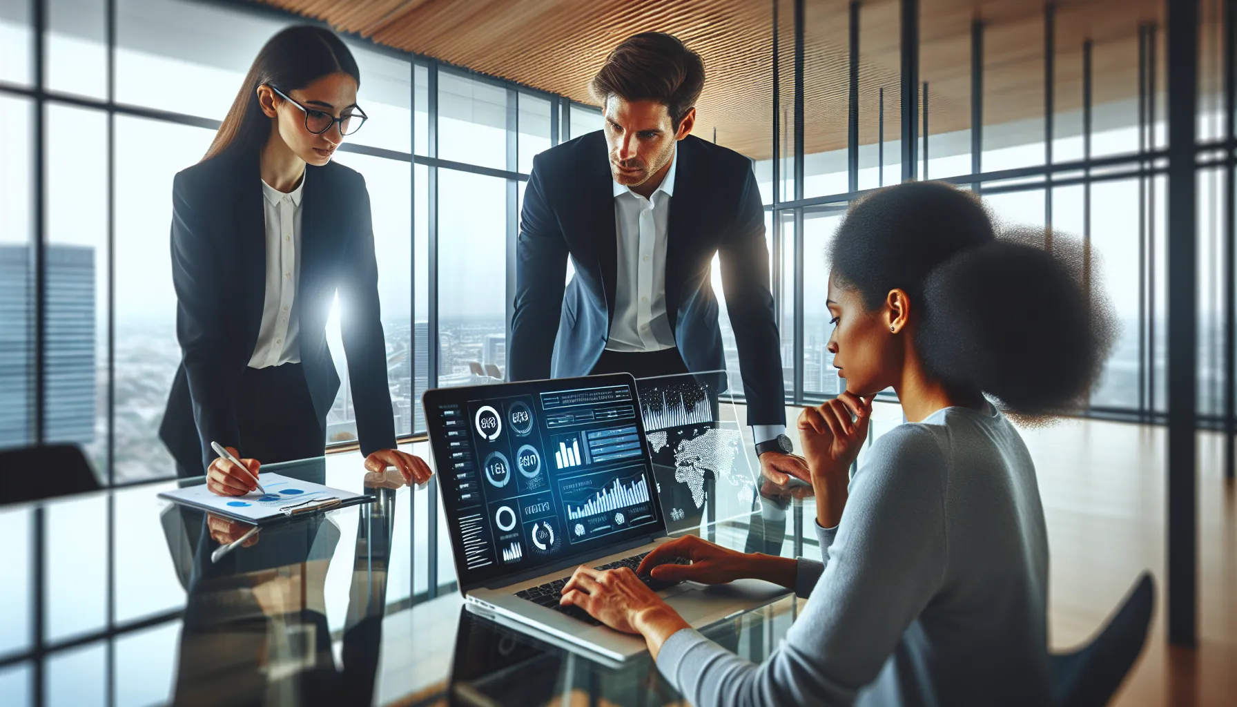 diverse team discussing technology and business identifiers.