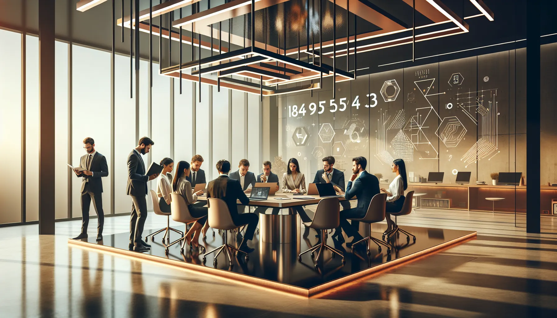 diverse team discussing the significance of 18449755943 in a modern office.