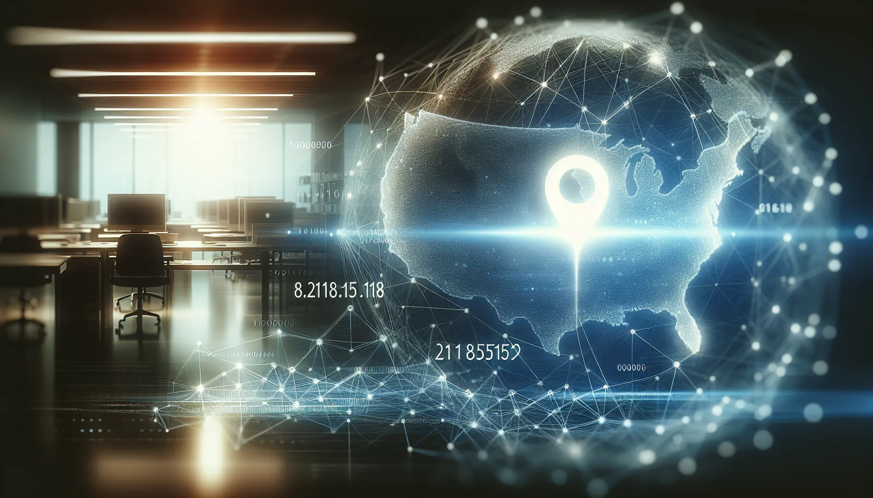 digital map highlighting IP address 8.218.55.158.